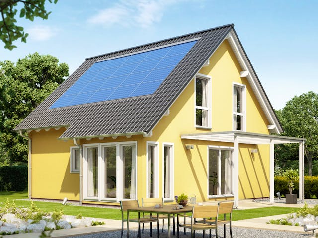 Fertighaus SOLUTION 125 V3 von Living Fertighaus, Satteldach-Klassiker Außenansicht 1