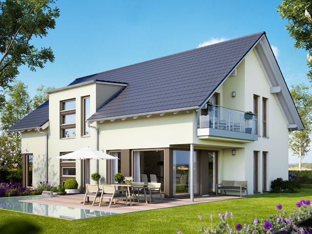 Fertighaus SOLUTION 204 V2 L von Living Fertighaus Schlüsselfertig ab 489984€, Satteldach-Klassiker Außenansicht 1 Fertighaus SOLUTION 204 V2 L von Living Fertighaus Schlüsselfertig ab 489984€, Satteldach-Klassiker Außenansicht 1