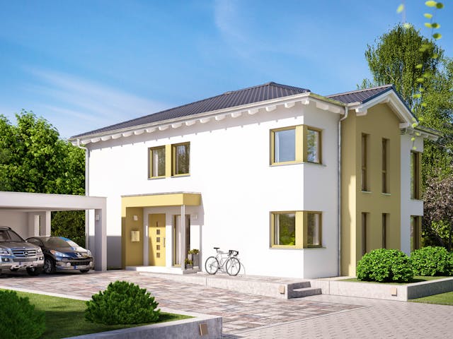Fertighaus SOLUTION 204 V7 L von Living Fertighaus Schlüsselfertig ab 518569€, Stadtvilla Außenansicht 1