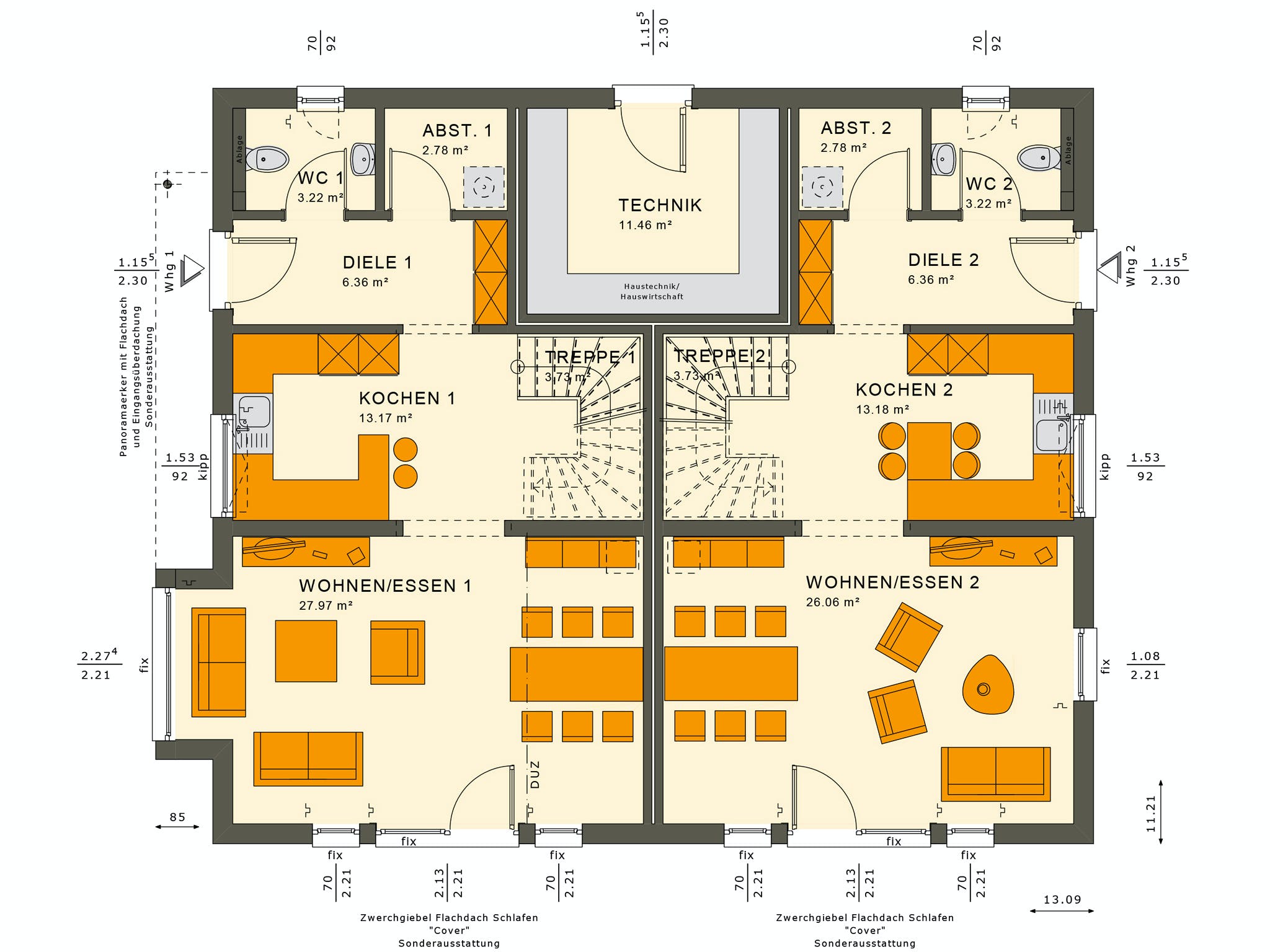 Fertighaus SOLUTION 242 V3 von Living Fertighaus Ausbauhaus ab 306050€, Satteldach-Klassiker Grundriss 1