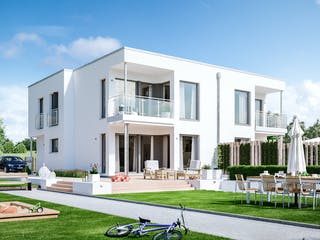 Fertighaus SOLUTION 242 V7 von Living Fertighaus Schlüsselfertig ab 598494€, Cubushaus Außenansicht 1
