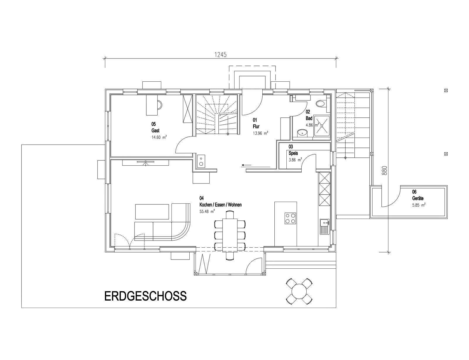 Fertighaus Kundenhaus Schliersee von Sonnleitner Holzbau, Satteldach-Klassiker Grundriss 1