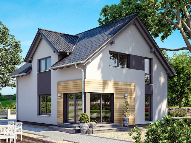 Fertighaus Sorrento von Büdenbender Hausbau, Satteldach-Klassiker Außenansicht 1