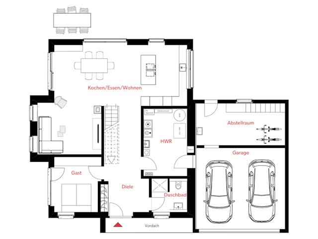 Massivhaus Haus Ginsterweg von Splietker Bau, Satteldach-Klassiker Grundriss 1