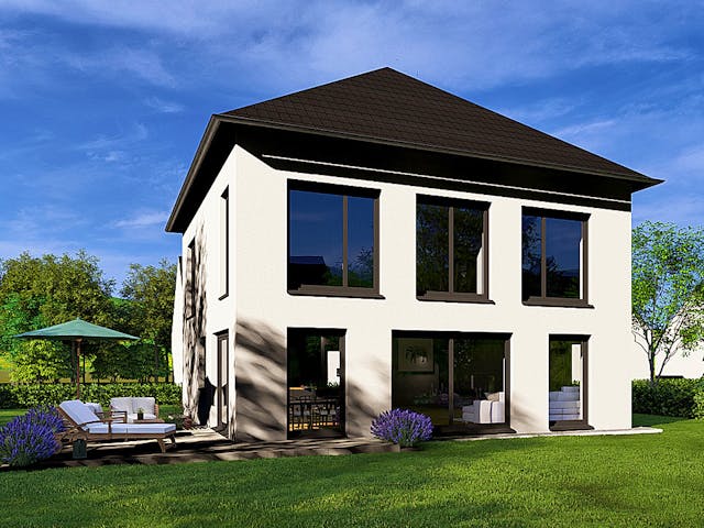 Massivhaus HAUSKONZEPT Villa von Splietker Bau, Stadtvilla Außenansicht 1