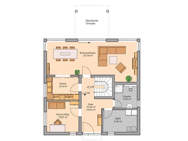Massivhaus Stadtvilla Centro von Kern-Haus Schlüsselfertig ab 446900€, Stadtvilla Grundriss 1