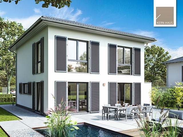 Massivhaus Stadtvilla Pura von Kern-Haus Schlüsselfertig ab 359900€, Stadtvilla Außenansicht 1 Massivhaus Stadtvilla Pura von Kern-Haus Schlüsselfertig ab 359900€, Stadtvilla Außenansicht 1