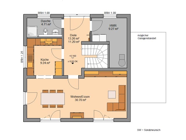 Massivhaus Stadtvilla Pura von Kern-Haus Schlüsselfertig ab 383900€, Stadtvilla Grundriss 1