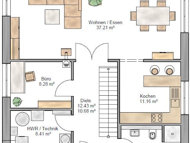 Fertighaus Stadtvilla 161 von Suckfüll Energiesparhaus Schlüsselfertig ab 441450€, Stadtvilla Grundriss 1