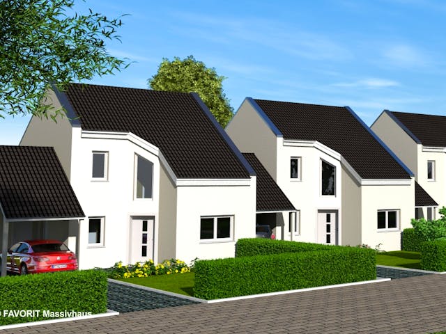 Massivhaus Stella E106 von Favorit Massivhaus - Mehrfamilienhäuser, Satteldach-Klassiker Außenansicht 1