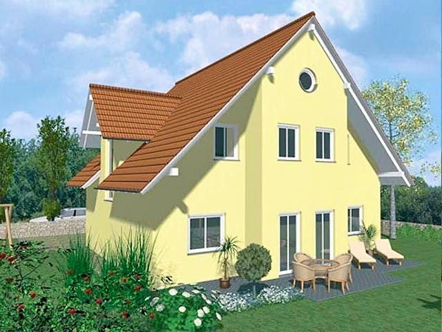 Massivhaus Stilhaus von Wagener Systemhausbau Schlüsselfertig ab 202000€, Satteldach-Klassiker Außenansicht 1