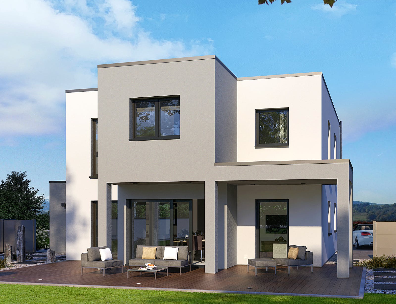 Fertighaus Klassiker CITY Gestaltungsidee GL 02 von STREIF Haus, Cubushaus Außenansicht 1