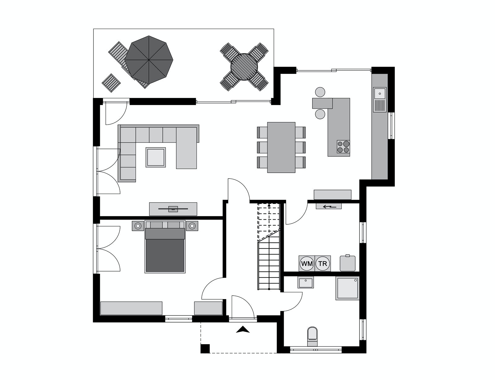 Fertighaus Klassiker CITY Gestaltungsidee GL 03 von STREIF Haus, Stadtvilla Grundriss 1