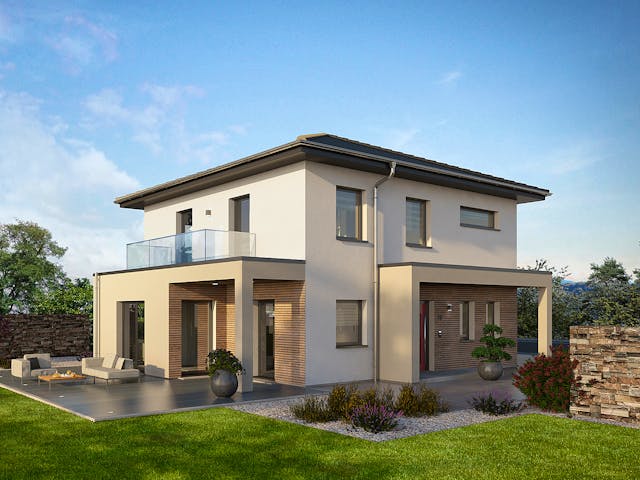 Fertighaus Klassiker CITY Gestaltungsidee GL 04 von STREIF Haus, Stadtvilla Außenansicht 1