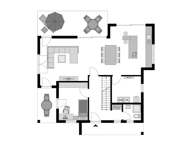 Fertighaus Klassiker CITY Gestaltungsidee GL 04 von STREIF Haus, Stadtvilla Grundriss 1