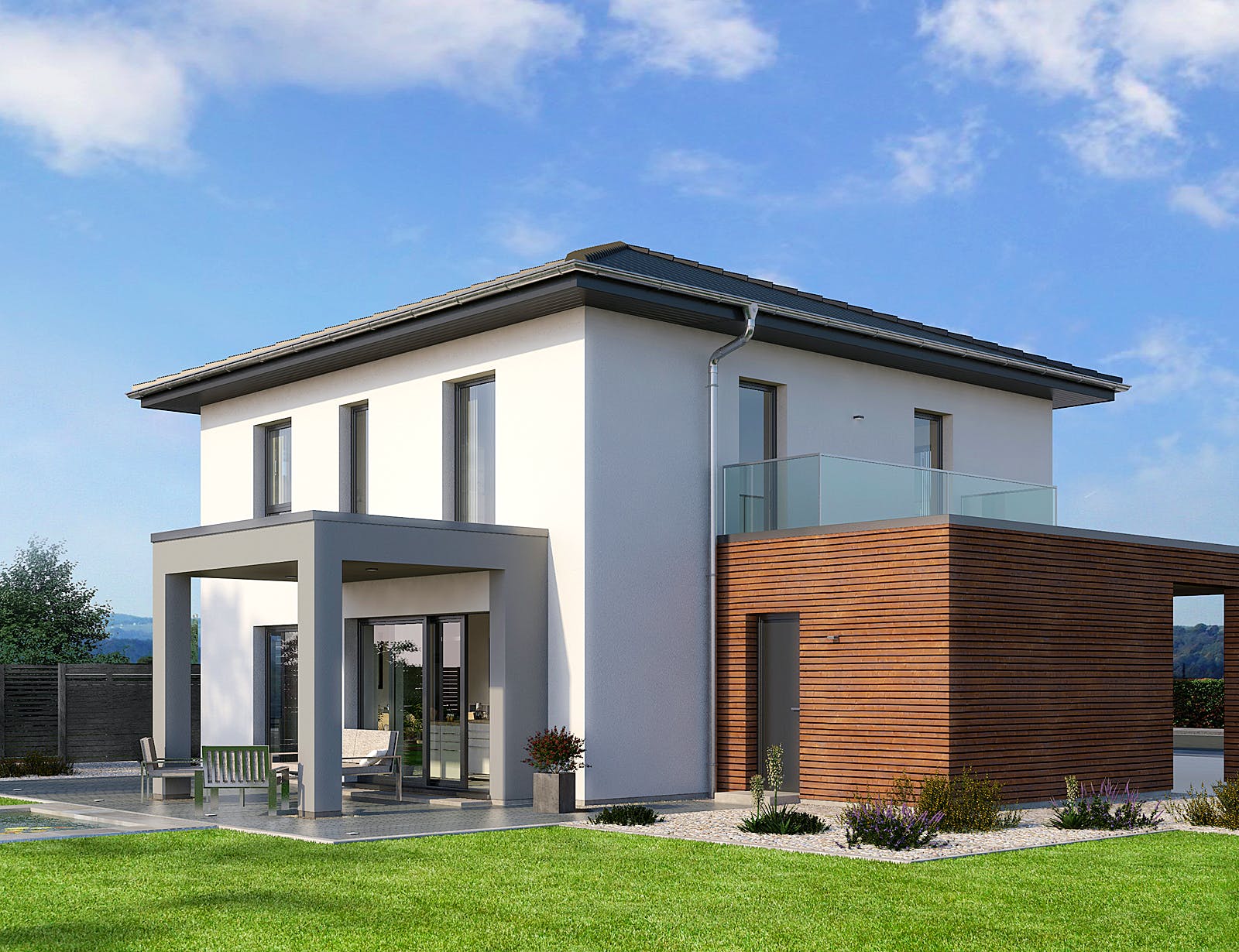 Fertighaus Klassiker CITY Gestaltungsidee GL 05 von STREIF Haus, Stadtvilla Außenansicht 1