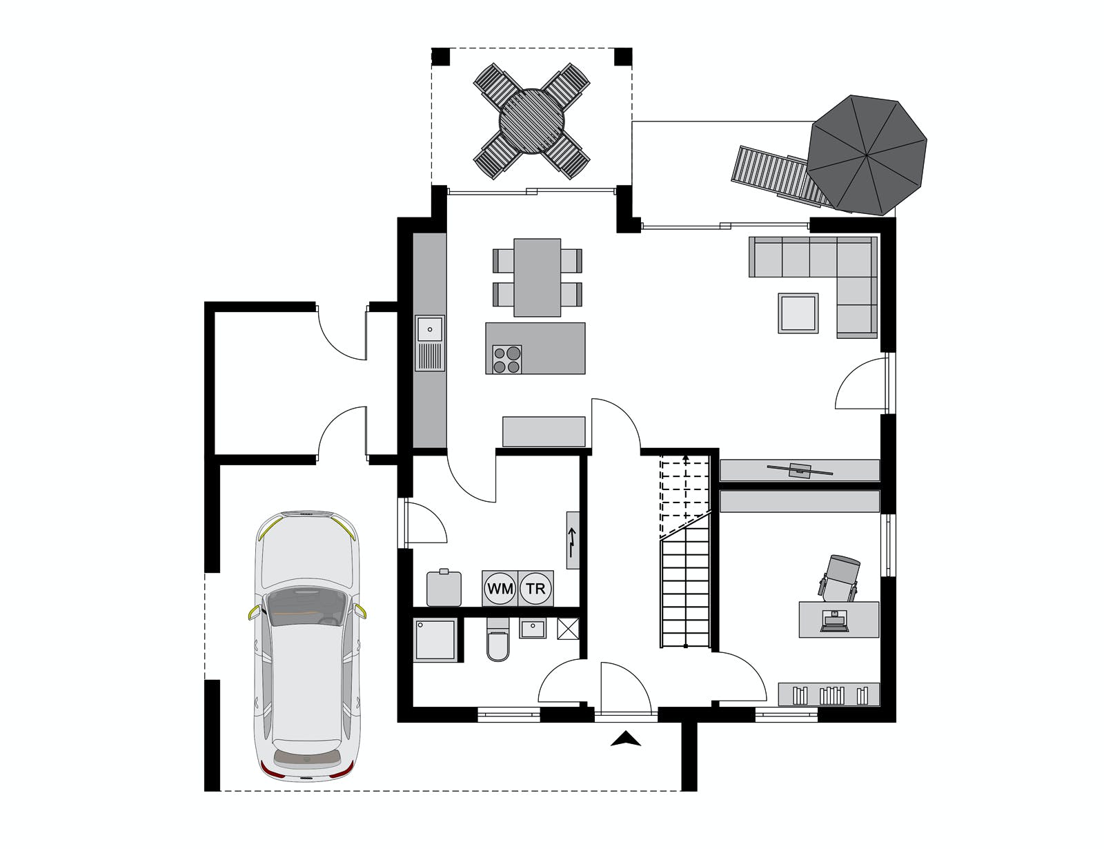 Fertighaus Klassiker CITY Gestaltungsidee GL 05 von STREIF Haus, Stadtvilla Grundriss 1