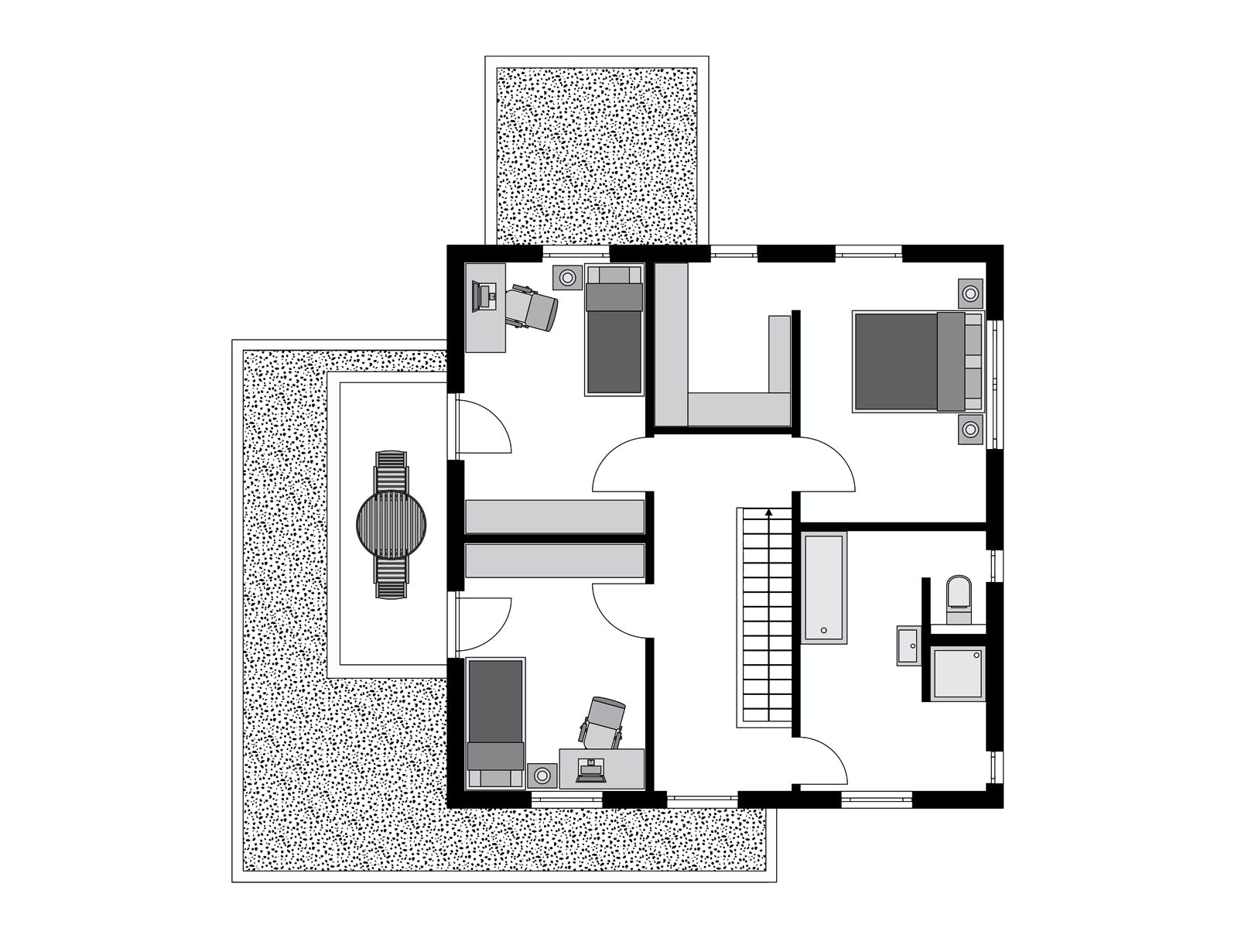 Fertighaus Klassiker CITY Gestaltungsidee GL 05 von STREIF Haus, Stadtvilla Grundriss 2