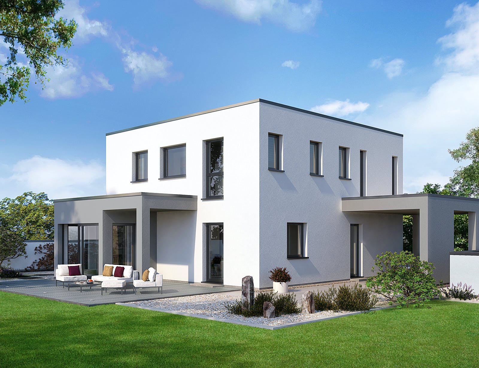 Fertighaus Klassiker CITY Gestaltungsidee GL 08 von STREIF Haus, Cubushaus Außenansicht 1