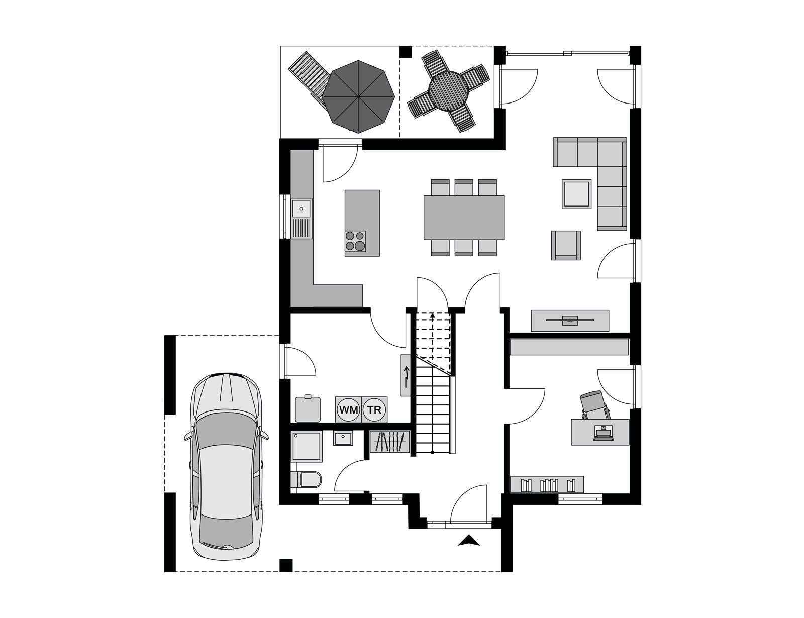 Fertighaus Klassiker CITY Gestaltungsidee GL 08 von STREIF Haus, Cubushaus Grundriss 1