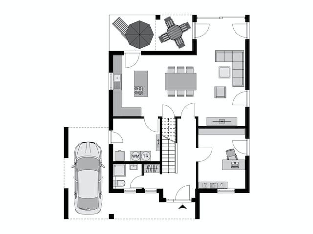 Fertighaus Klassiker CITY Gestaltungsidee GL 08 von STREIF Haus, Cubushaus Grundriss 1