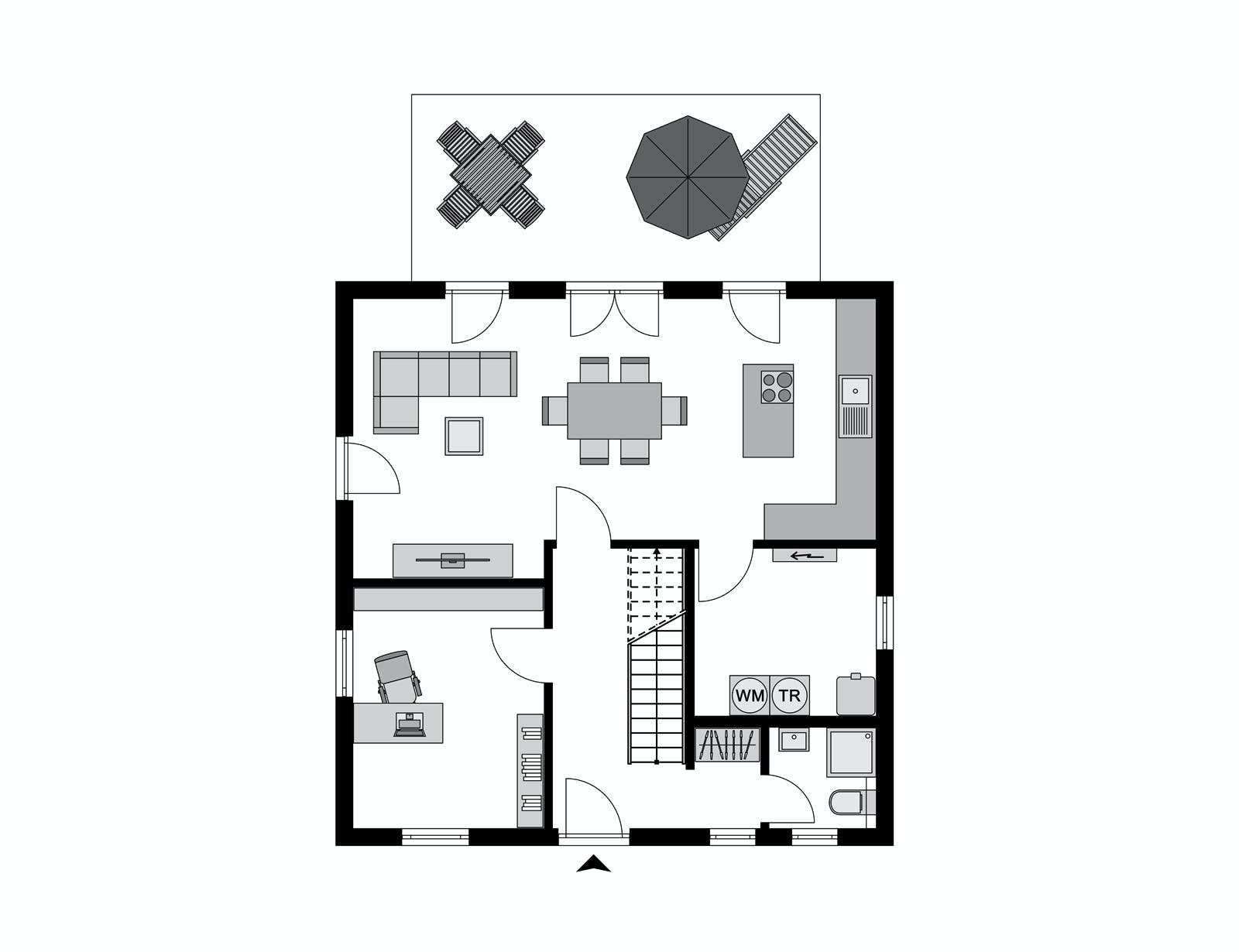 Fertighaus Klassiker CITY Gestaltungsidee GL Basis von STREIF Haus, Stadtvilla Grundriss 1
