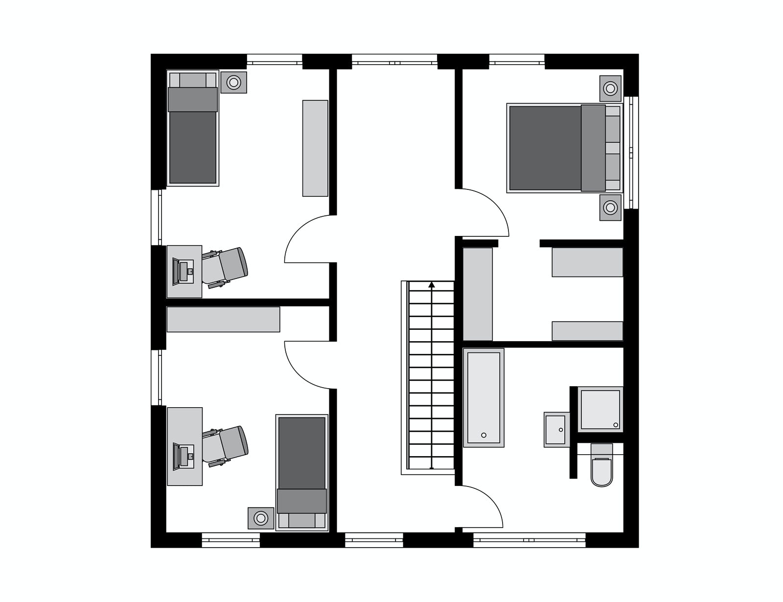 Fertighaus Klassiker CITY Gestaltungsidee GL Basis von STREIF Haus, Stadtvilla Grundriss 2