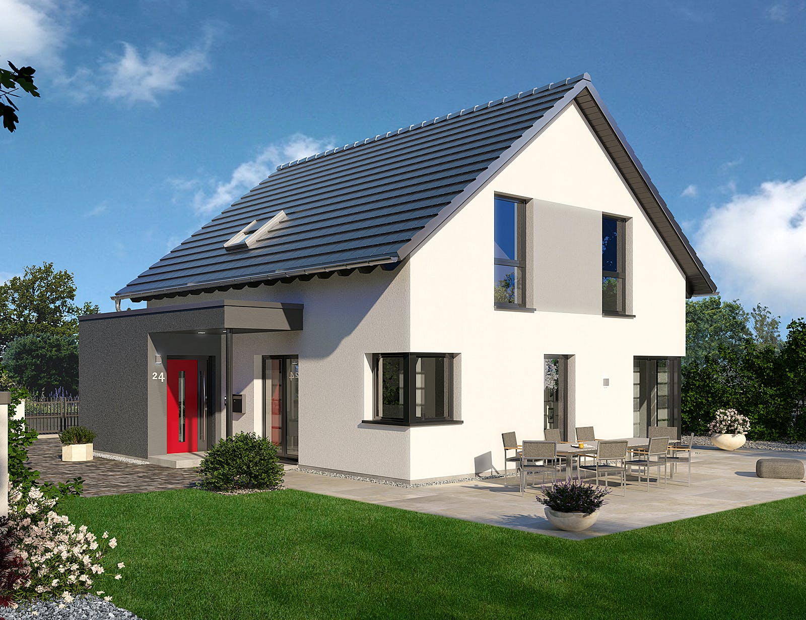 Fertighaus Family Klassiker VG Gestaltungsidee 02 von STREIF Haus, Satteldach-Klassiker Außenansicht 1