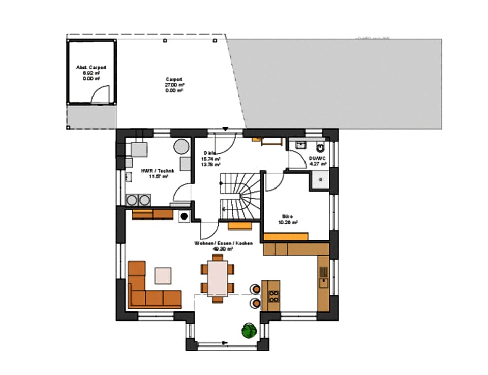 Fertighaus Musterhaus Bad Vilbel von Suckfüll Energiesparhaus, Stadtvilla Grundriss 1