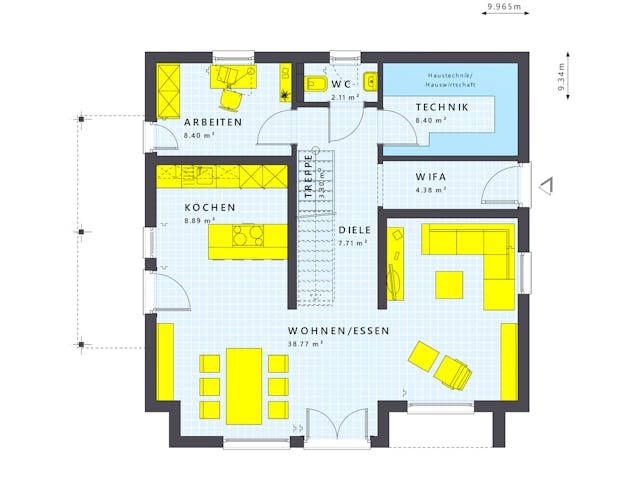 Fertighaus SUNSHINE 154 V4 von Living Fertighaus Schlüsselfertig ab 356356€, Satteldach-Klassiker Innenansicht 1