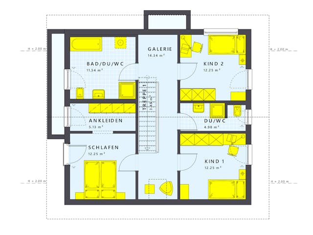 Fertighaus SUNSHINE 154 V5 von Living Fertighaus Schlüsselfertig ab 354681€, Satteldach-Klassiker Grundriss 2