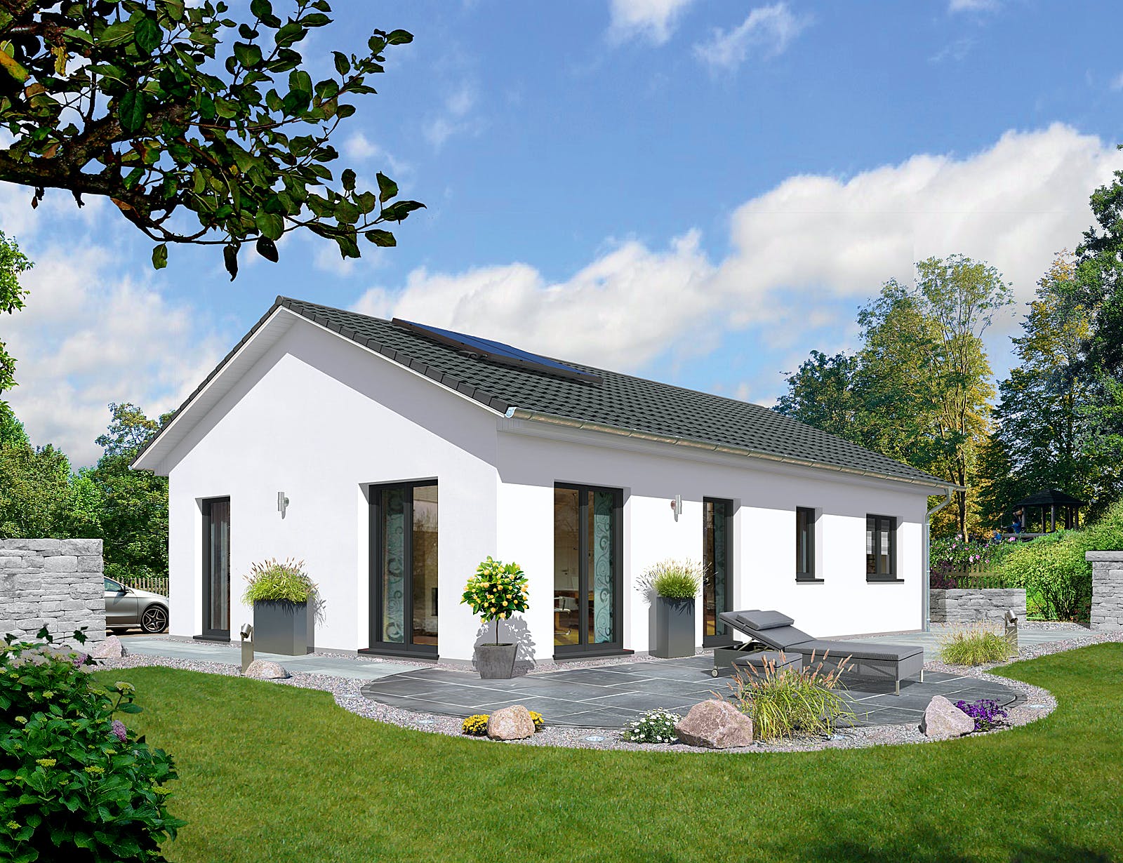 Massivhaus Bungalow 100 von Town & Country Haus Deutschland Schlüsselfertig ab 198750€, Bungalow Außenansicht 1