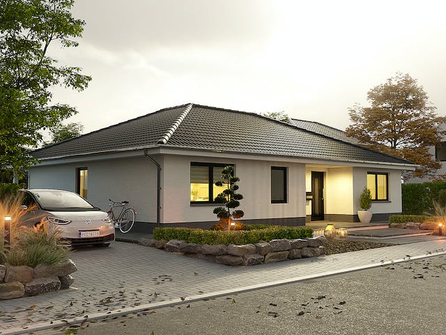 Massivhaus Bungalow 128 von Town & Country Haus Deutschland Schlüsselfertig ab 256650€, Bungalow Außenansicht 2