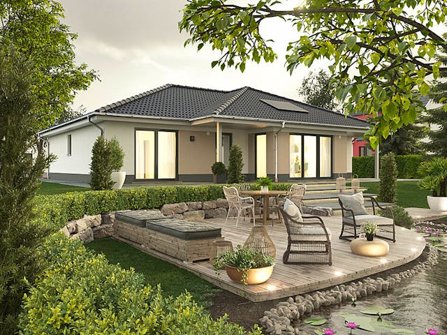 Massivhaus Bungalow 128 von Town & Country Haus Deutschland Schlüsselfertig ab 263850€, Bungalow Außenansicht 1