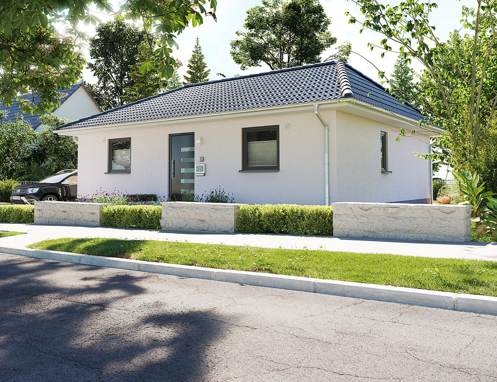 Massivhaus Bungalow 78 von Town & Country Haus Deutschland Schlüsselfertig ab 171800€, Bungalow Außenansicht 2