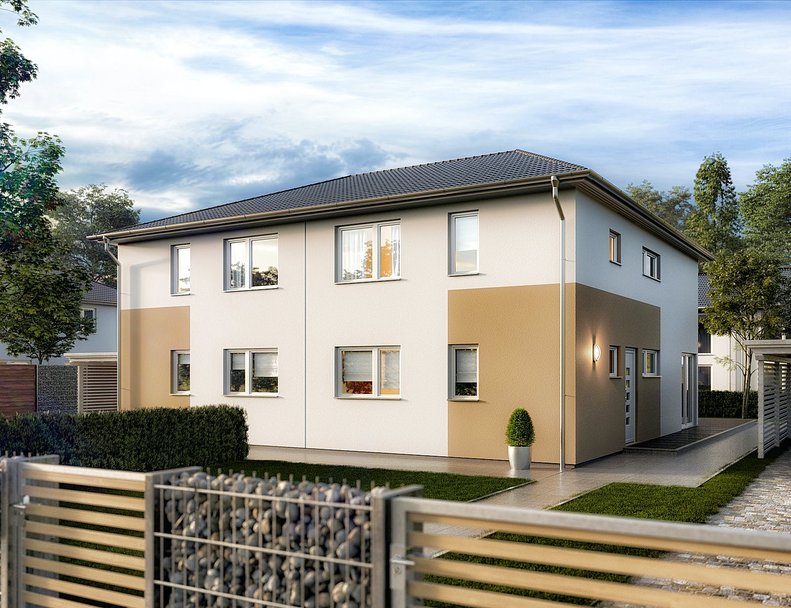 Massivhaus DH Aura 136 von Town & Country Haus Deutschland Schlüsselfertig ab 252890€, Stadtvilla Außenansicht 2