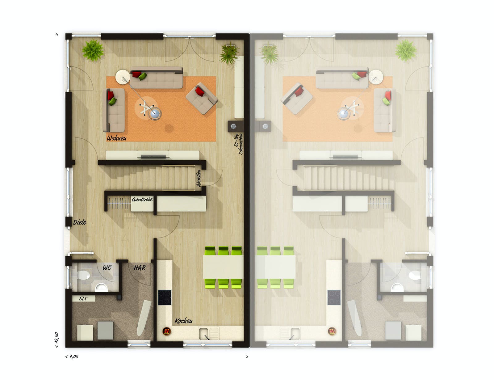 Massivhaus DH Aura 136 von Town & Country Haus Deutschland Schlüsselfertig ab 252890€, Stadtvilla Grundriss 1