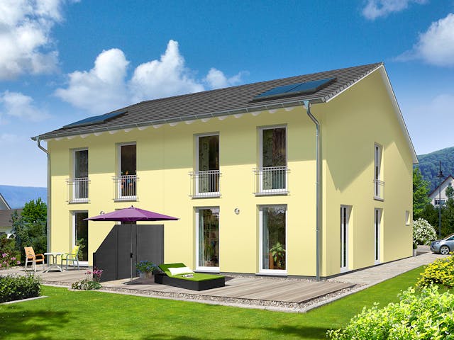 Massivhaus DH Aura 125 von Town & Country Haus Deutschland Schlüsselfertig ab 237050€, Satteldach-Klassiker Außenansicht 4