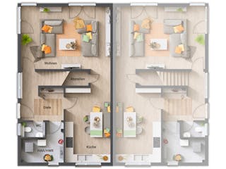 Massivhaus DH Aura 136 von Town & Country Haus Deutschland Schlüsselfertig ab 259990€, Stadtvilla Grundriss 1