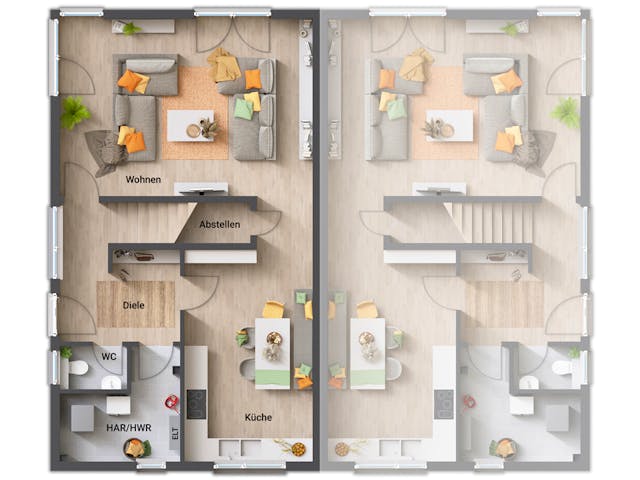 Massivhaus DH Aura 136 von Town & Country Haus Deutschland Schlüsselfertig ab 259990€, Stadtvilla Grundriss 1