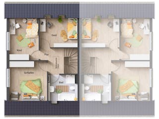 Massivhaus DH Behringen 116 von Town & Country Haus Deutschland Schlüsselfertig ab 223250€, Satteldach-Klassiker Grundriss 2