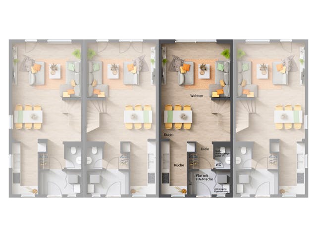 Massivhaus Reihenhaus FürEuch von Town & Country Haus Deutschland Schlüsselfertig ab 141780€, Grundriss 1