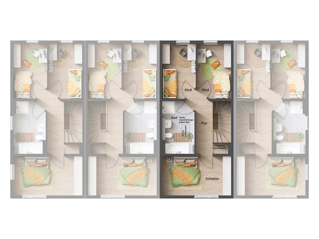 Massivhaus Reihenhaus FürEuch von Town & Country Haus Deutschland Schlüsselfertig ab 141780€, Grundriss 2