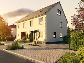 Massivhaus DH Mainz 128 von Town & Country Haus Deutschland Schlüsselfertig ab 242390€, Satteldach-Klassiker Außenansicht 1