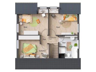 Massivhaus Flair 113 von Town & Country Haus Deutschland Schlüsselfertig ab 222850€, Satteldach-Klassiker Grundriss 2