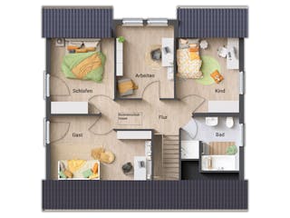 Massivhaus Flair 134 von Town & Country Haus Deutschland Schlüsselfertig ab 242190€, Satteldach-Klassiker Grundriss 2