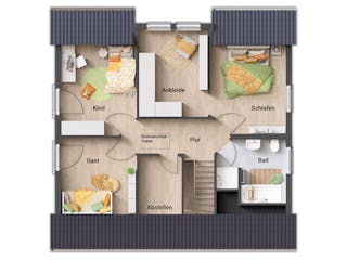 Massivhaus Flair 134 von Town & Country Haus Deutschland Schlüsselfertig ab 242190€, Satteldach-Klassiker Grundriss 3