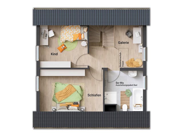 Massivhaus FürDich von Town & Country Haus Deutschland Schlüsselfertig ab 161050€, Satteldach-Klassiker Grundriss 2