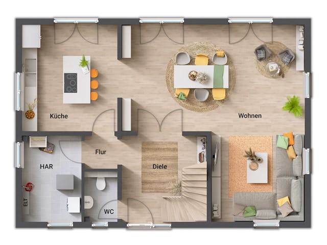 Massivhaus Landhaus 142 von Town & Country Haus Deutschland Schlüsselfertig ab 272590€, Satteldach-Klassiker Grundriss 1