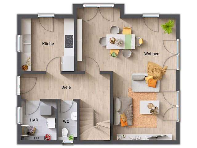 Massivhaus Lichthaus 121 von Town & Country Haus Deutschland Schlüsselfertig ab 241590€, Satteldach-Klassiker Grundriss 1